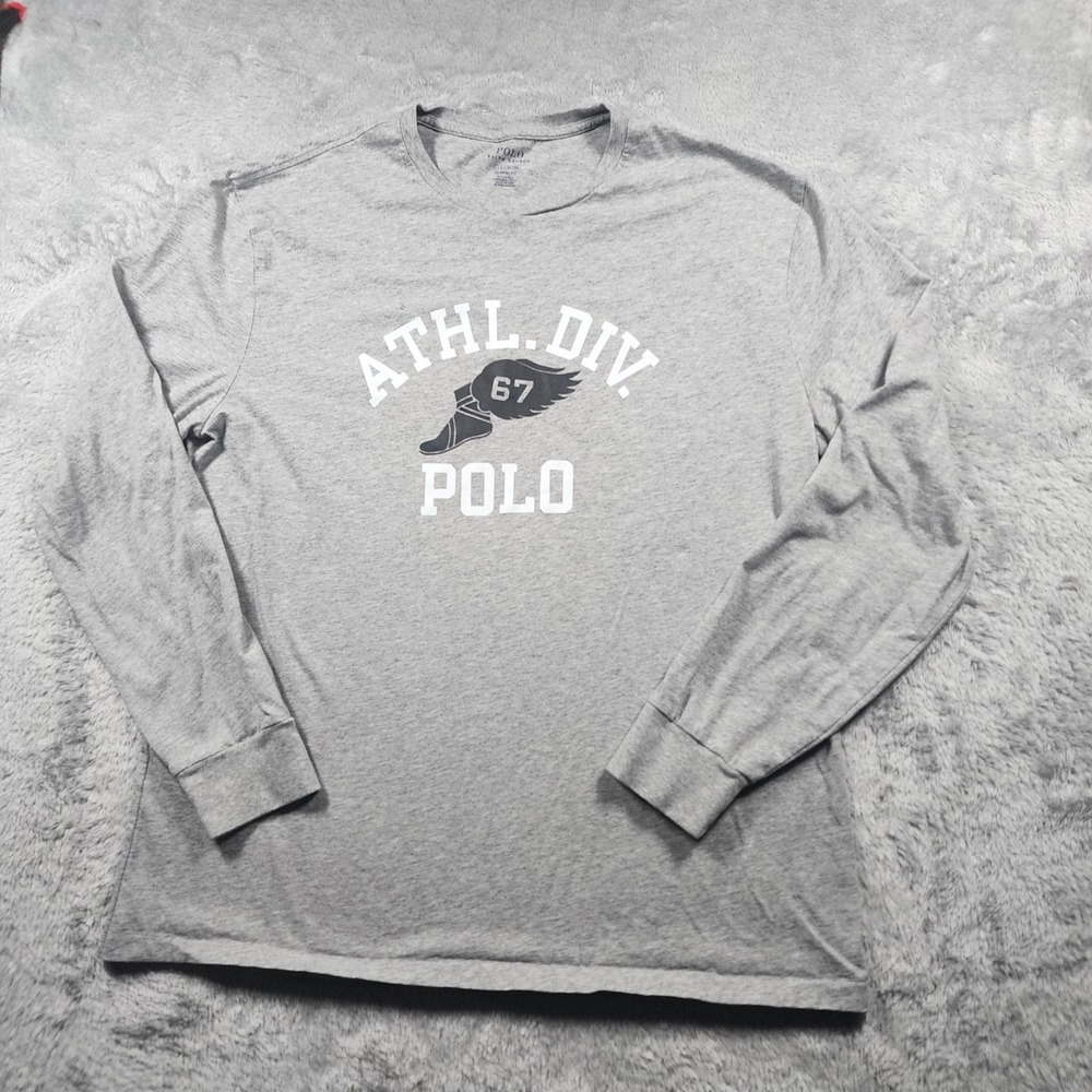 Polo Ralph Lauren Sweatshirt Mens Large Gray ATHL DIV 67 P Wing Crewneck Street - Picture 6 of 12